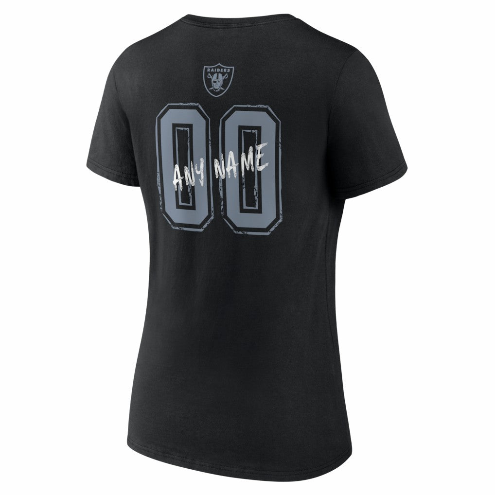 Las Vegas Raiders Women's Hustle Personalized Name & Number V-Neck T-Shirt - Black - NFL