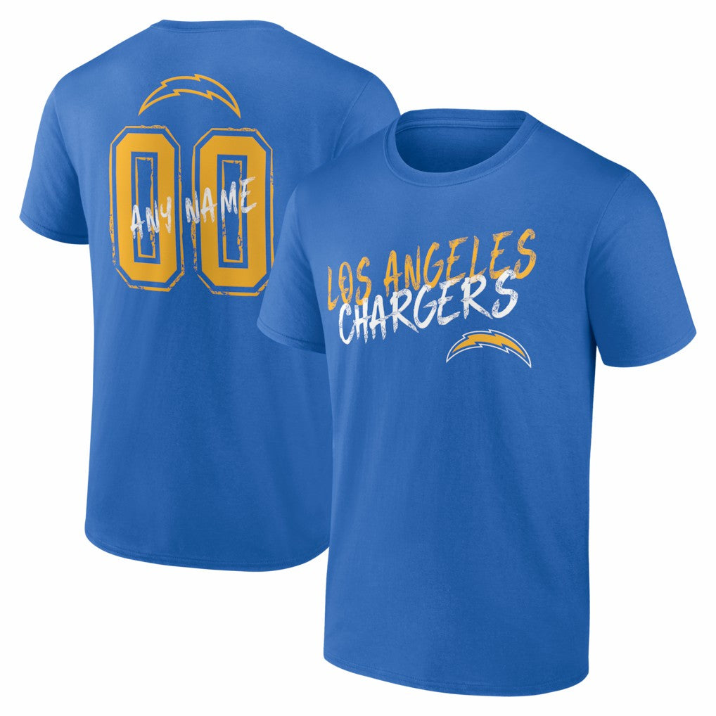 Los Angeles Chargers Hustle Personalized Name & Number T-Shirt - Powder Blue - NFL