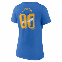 Los Angeles Chargers Women's Hustle Personalized Name & Number V-Neck T-Shirt - Powder Blue - NFL