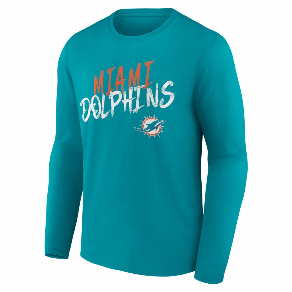 Miami Dolphins Hustle Personalized Name & Number Long Sleeve T-Shirt - Aqua - NFL