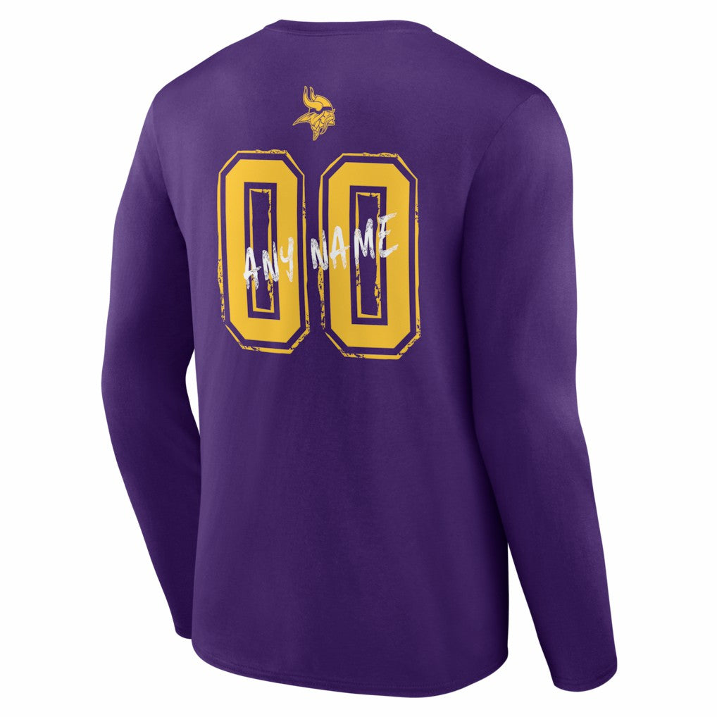 Minnesota Vikings Hustle Personalized Name & Number Long Sleeve T-Shirt - Purple - NFL