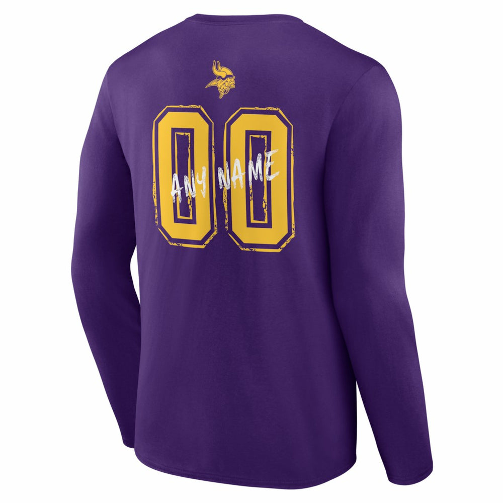 Minnesota Vikings Hustle Personalized Name & Number Long Sleeve T-Shirt - Purple - NFL