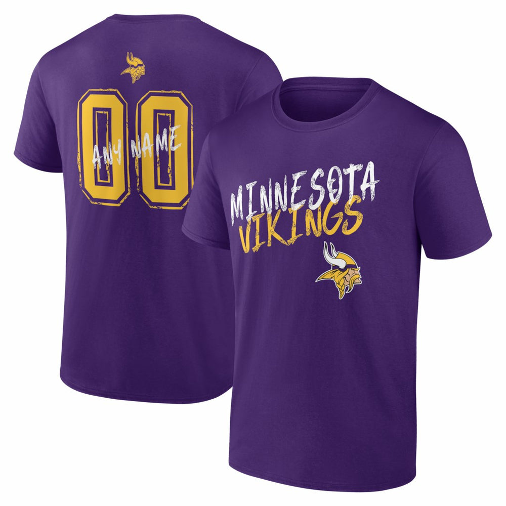 Minnesota Vikings Hustle Personalized Name & Number T-Shirt - Purple - NFL