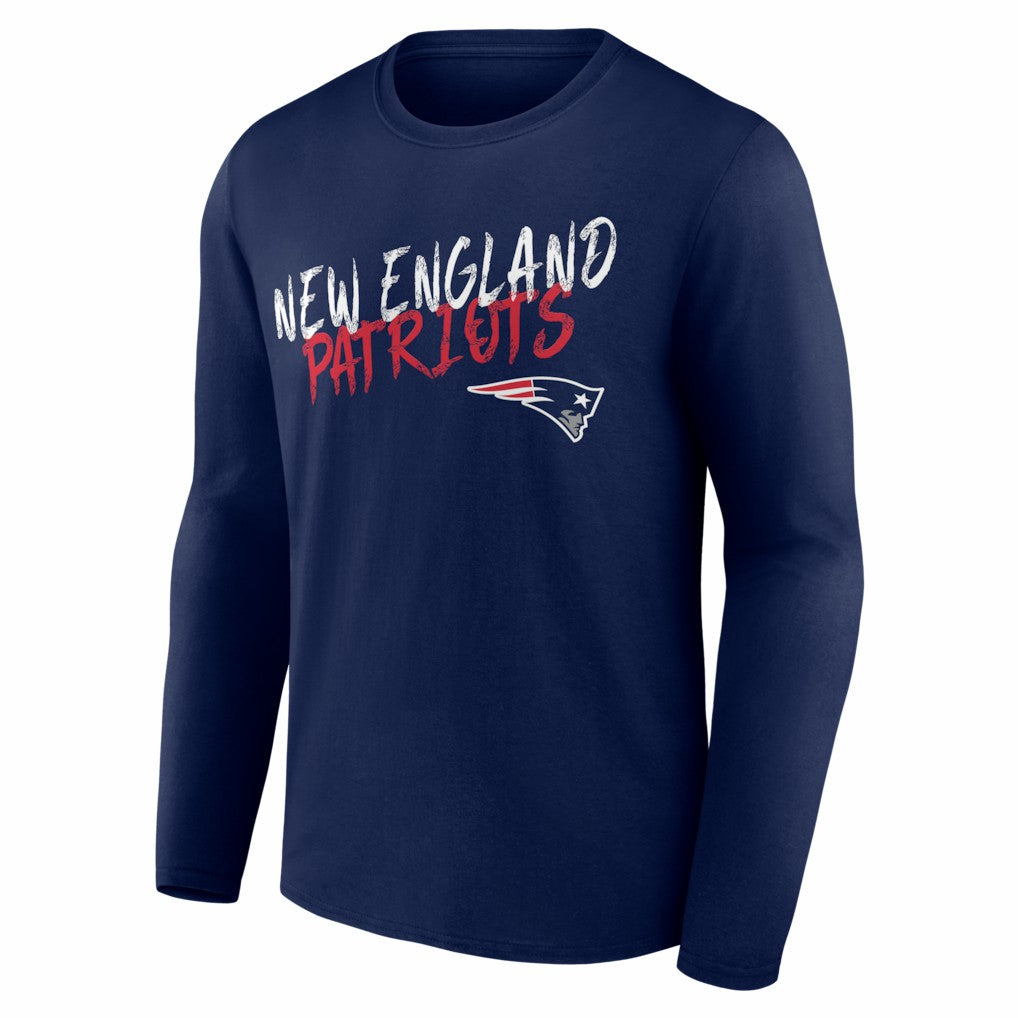 New England Patriots Hustle Personalized Name & Number Long Sleeve T-Shirt - Navy - NFL