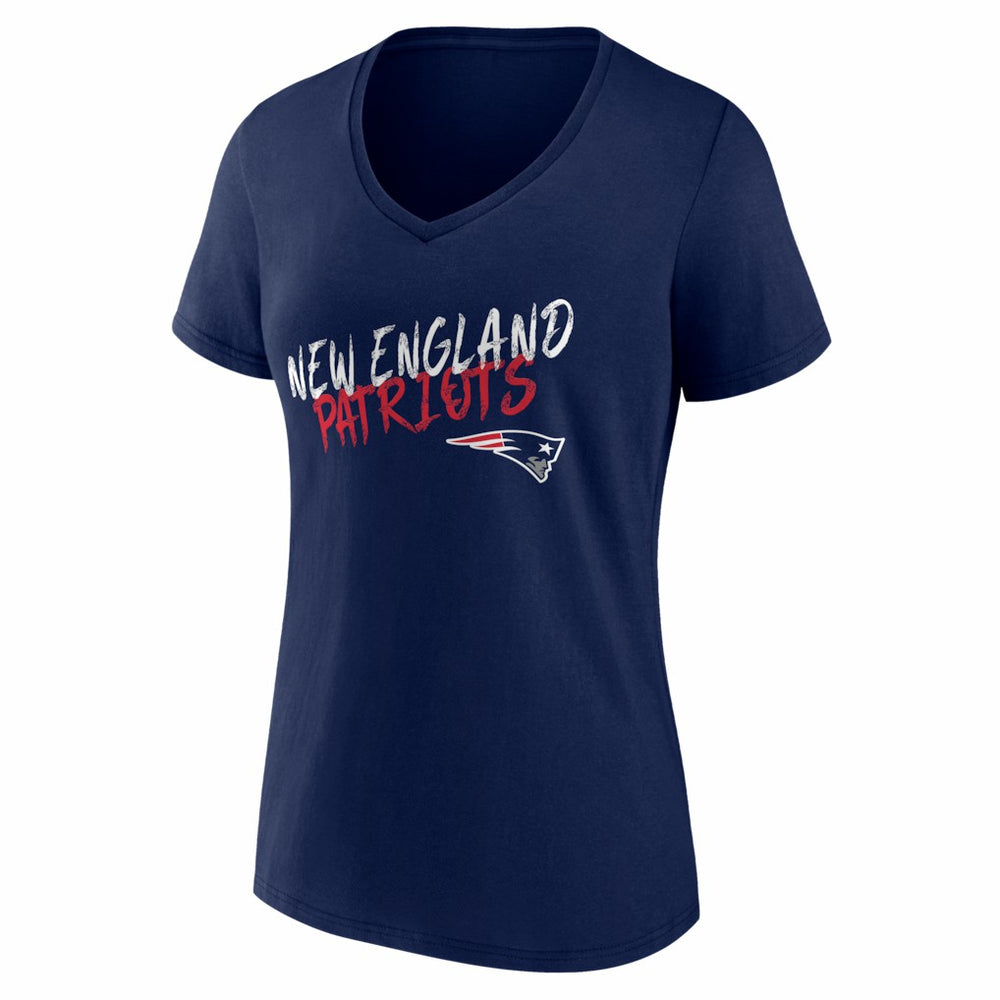 New England Patriots Women's Hustle Personalized Name & Number V-Neck T-Shirt - Navy - NFL
