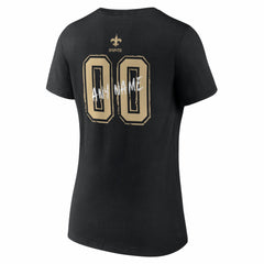 New Orleans Saints Women's Hustle Personalized Name & Number V-Neck T-Shirt - Black - NFL