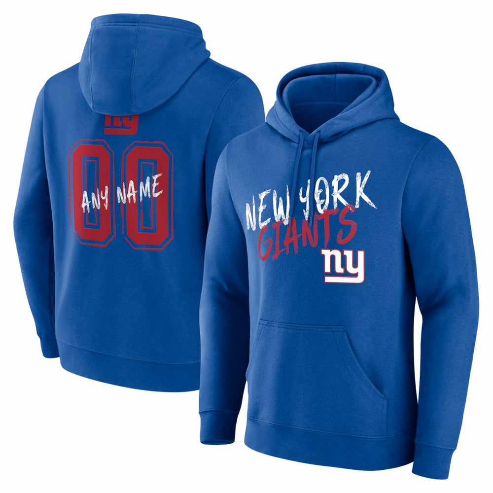 New York Giants Hustle Personalized Name & Number Hoodie - Royal - NFL