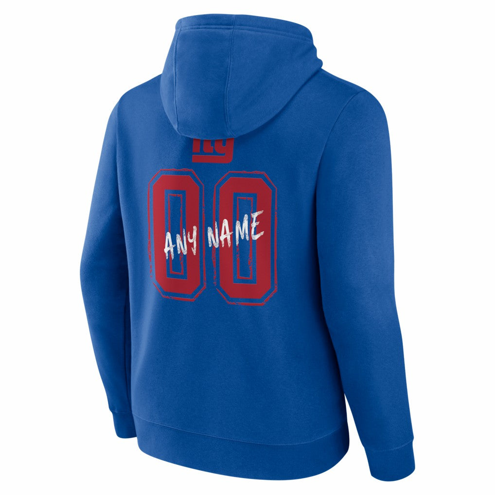 New York Giants Hustle Personalized Name & Number Hoodie - Royal - NFL