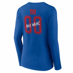 New York Giants Women's Hustle Personalized Name & Number Long Sleeve V-Neck T-Shirt - Royal - NFL