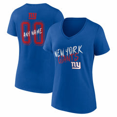 New York Giants Women's Hustle Personalized Name & Number V-Neck T-Shirt - Royal - NFL