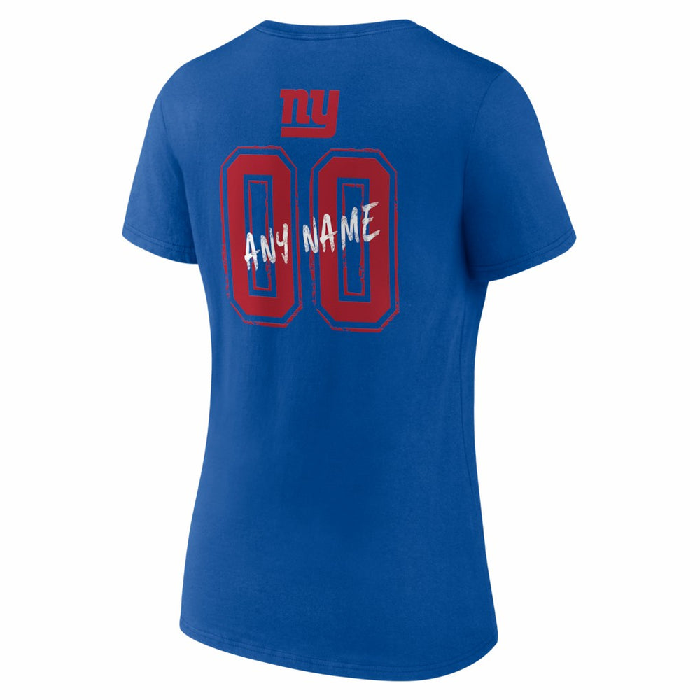 New York Giants Women's Hustle Personalized Name & Number V-Neck T-Shirt - Royal - NFL