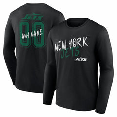 New York Jets Hustle Personalized Name & Number Long Sleeve T-Shirt - Black - NFL