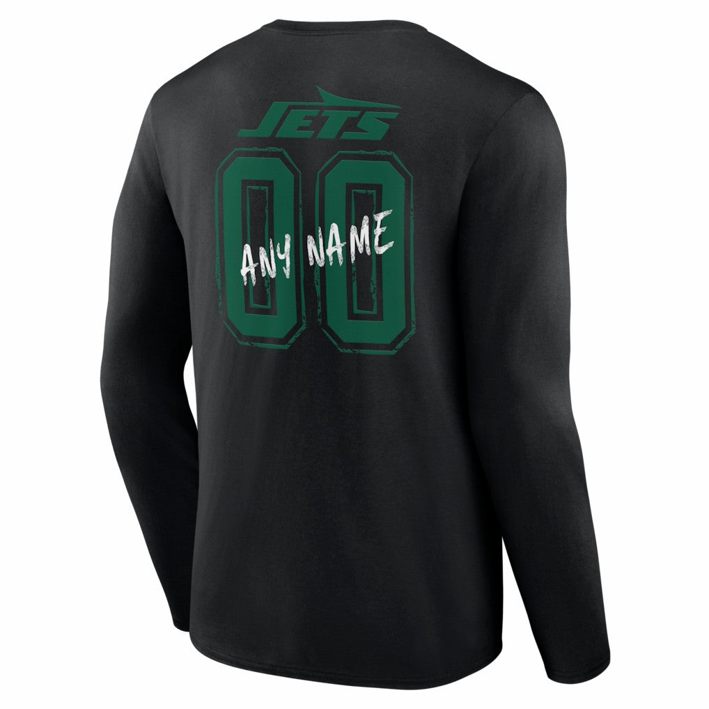 New York Jets Hustle Personalized Name & Number Long Sleeve T-Shirt - Black - NFL