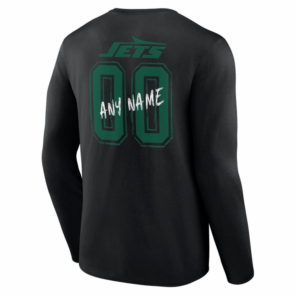 New York Jets Hustle Personalized Name & Number Long Sleeve T-Shirt - Black - NFL