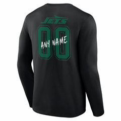 New York Jets Hustle Personalized Name & Number Long Sleeve T-Shirt - Black - NFL