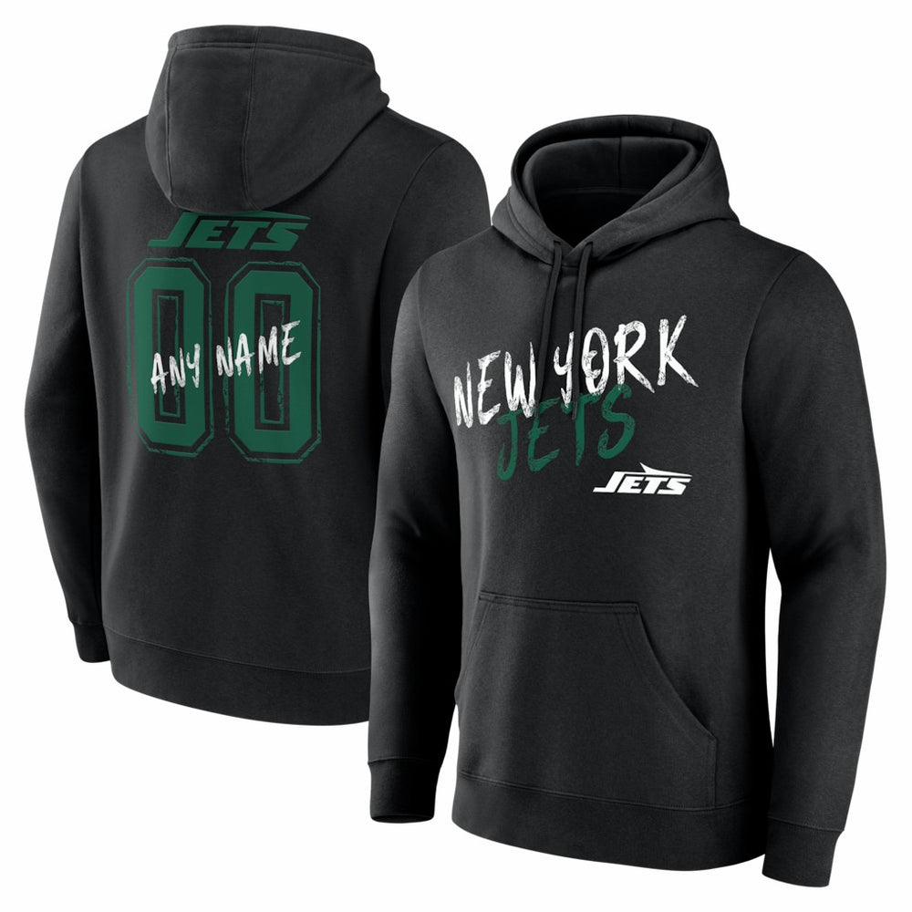 New York Jets Hustle Personalized Name & Number Hoodie - Black - NFL