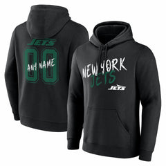 New York Jets Hustle Personalized Name & Number Hoodie - Black - NFL