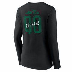 New York Jets Women's Hustle Personalized Name & Number Long Sleeve V-Neck T-Shirt - Black - NFL