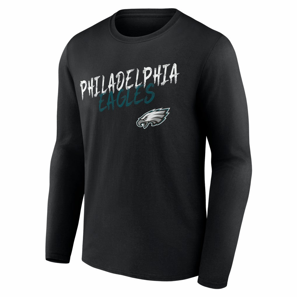 Philadelphia Eagles Hustle Personalized Name & Number Long Sleeve T-Shirt - Black - NFL