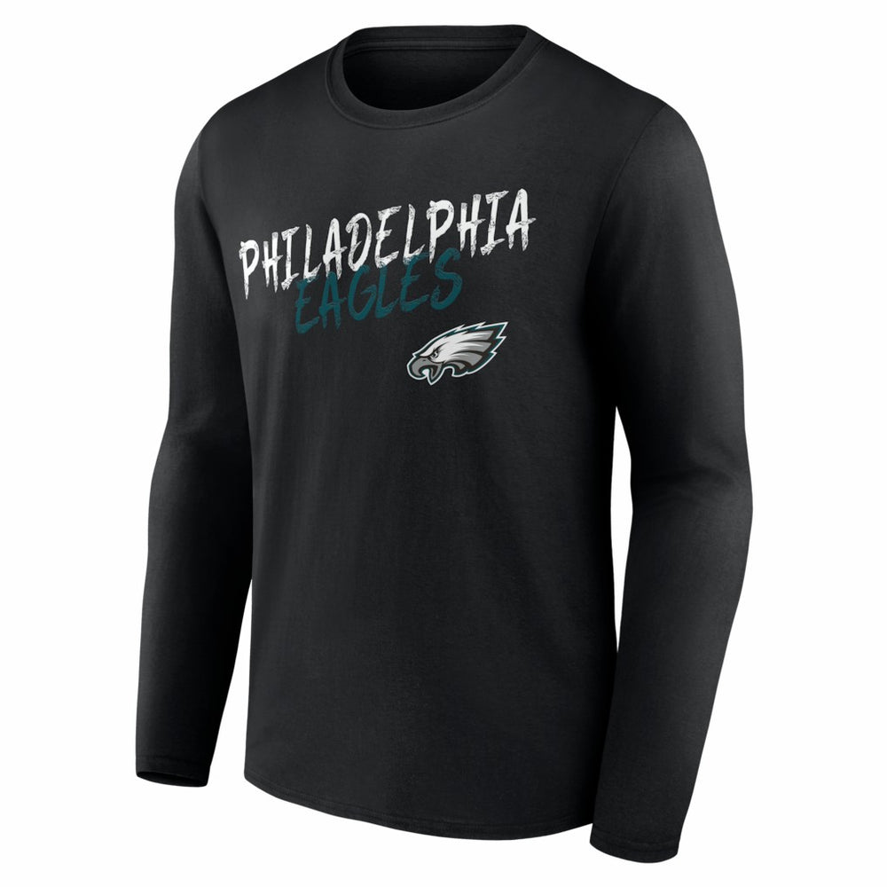 Philadelphia Eagles Hustle Personalized Name & Number Long Sleeve T-Shirt - Black - NFL
