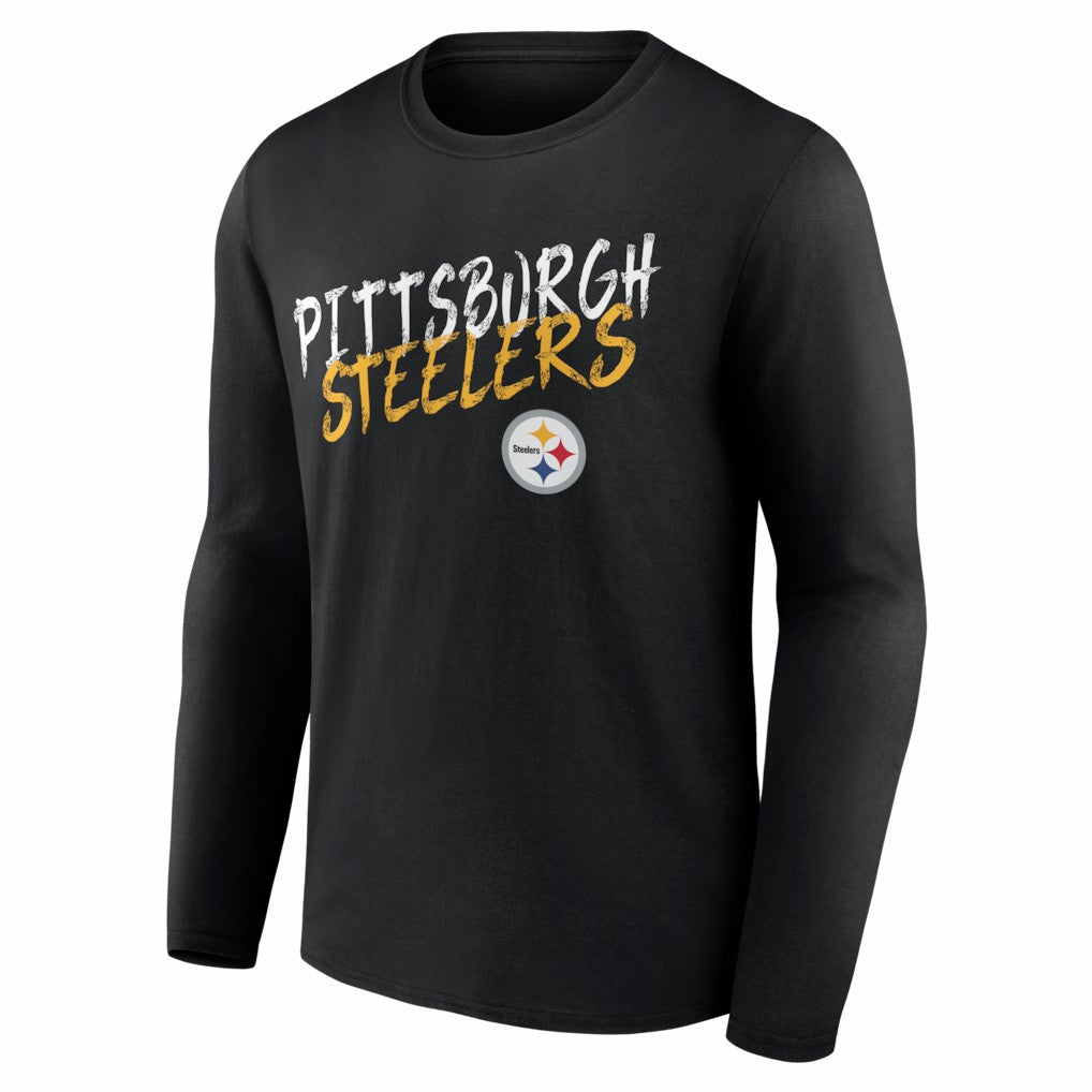 Pittsburgh Steelers Hustle Personalized Name & Number Long Sleeve T-Shirt - Black - NFL