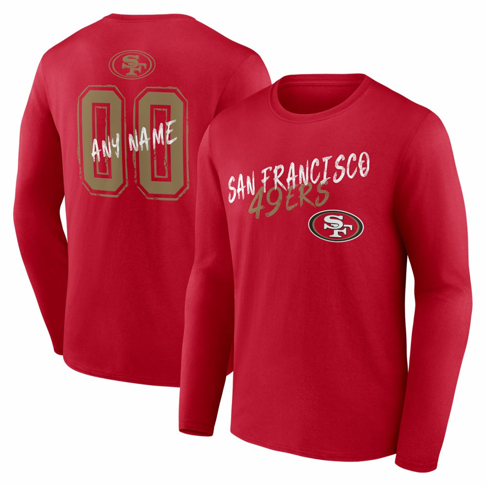 San Francisco 49ers Hustle Personalized Name & Number Long Sleeve T-Shirt - Scarlet - NFL