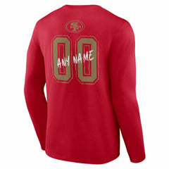 San Francisco 49ers Hustle Personalized Name & Number Long Sleeve T-Shirt - Scarlet - NFL