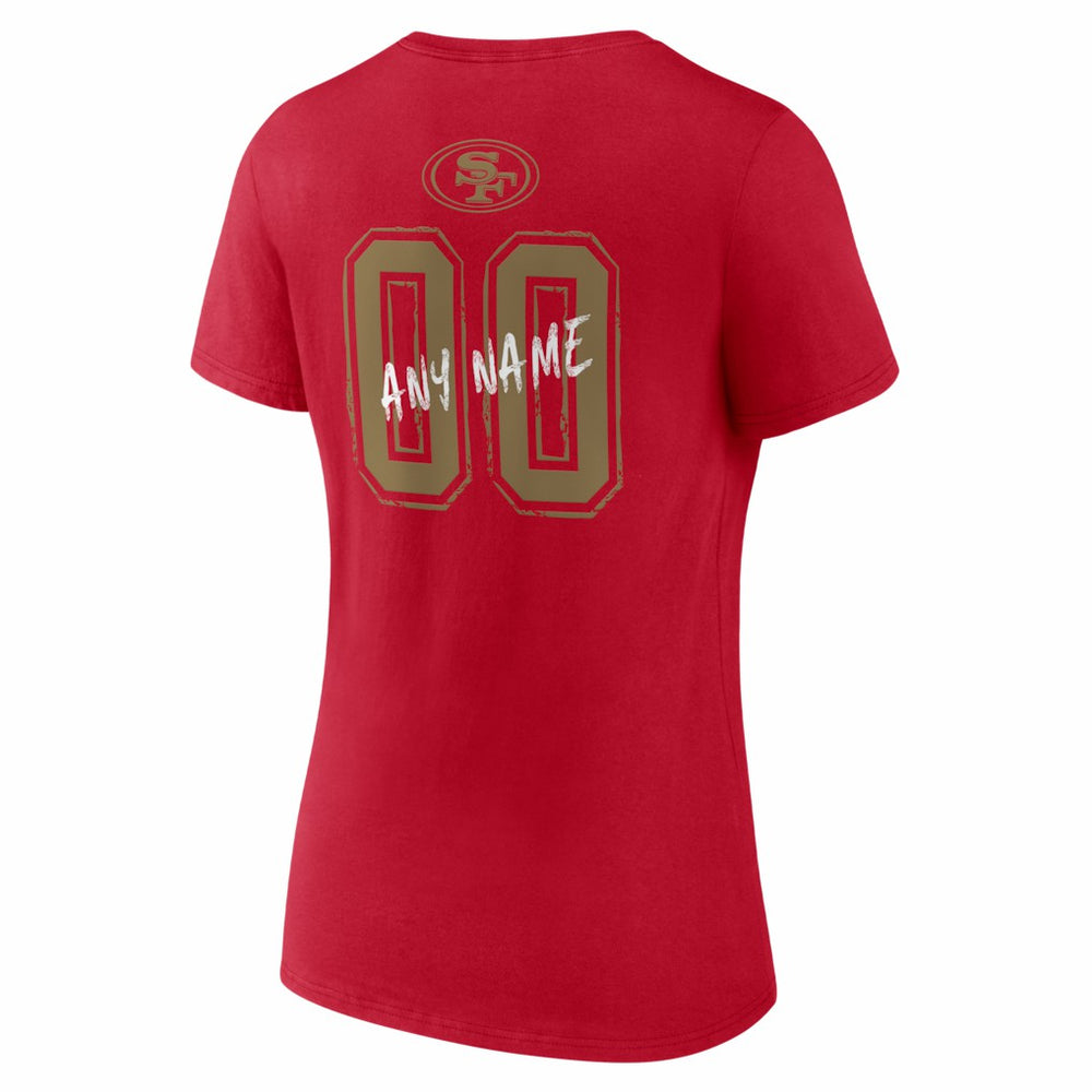 San Francisco 49ers Women's Hustle Personalized Name & Number V-Neck T-Shirt - Scarlet - NFL