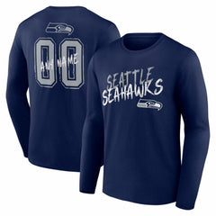 Seattle Seahawks Hustle Personalized Name & Number Long Sleeve T-Shirt - College Navy - NFL