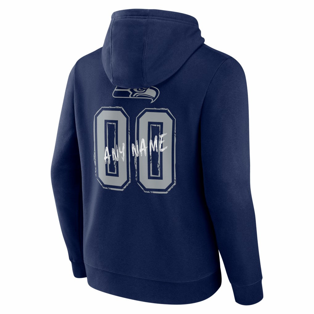 Seattle Seahawks Hustle Personalized Name & Number Hoodie - College Navy - NFL