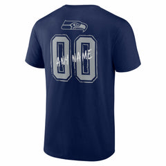 Seattle Seahawks Hustle Personalized Name & Number T-Shirt - College Navy - NFL