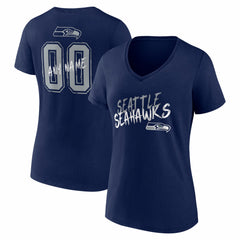 Seattle Seahawks Women's Hustle Personalized Name & Number V-Neck T-Shirt - College Navy - NFL