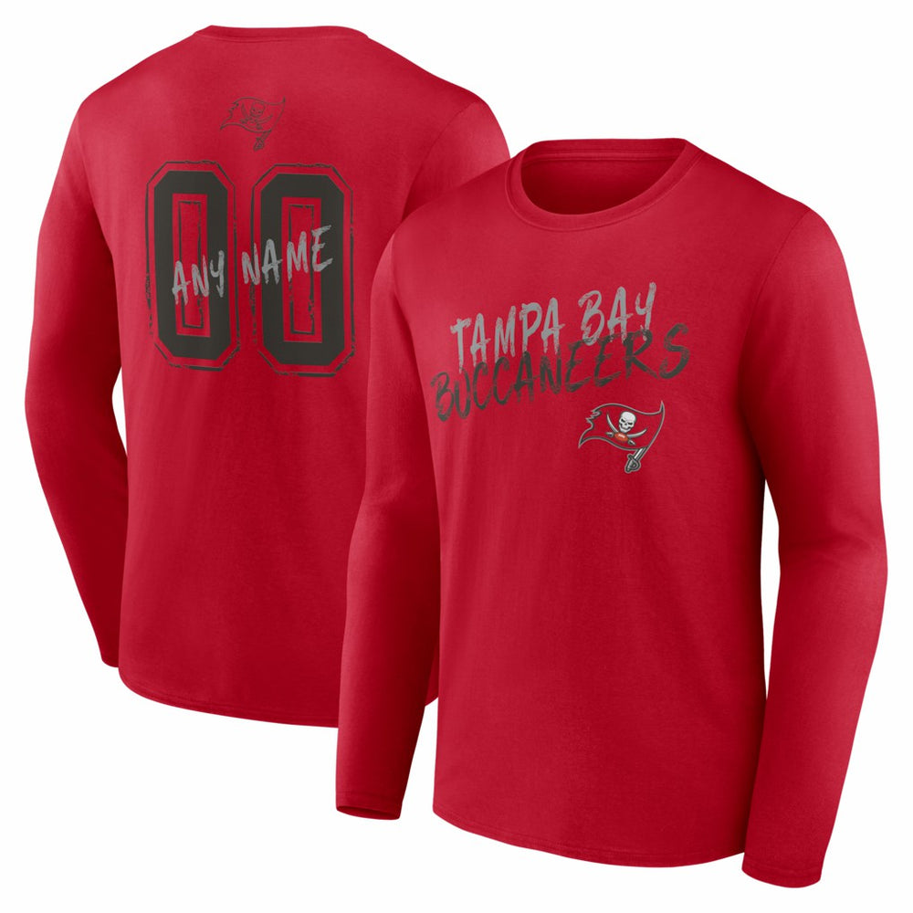 Tampa Bay Buccaneers Hustle Personalized Name & Number Long Sleeve T-Shirt - Red - NFL