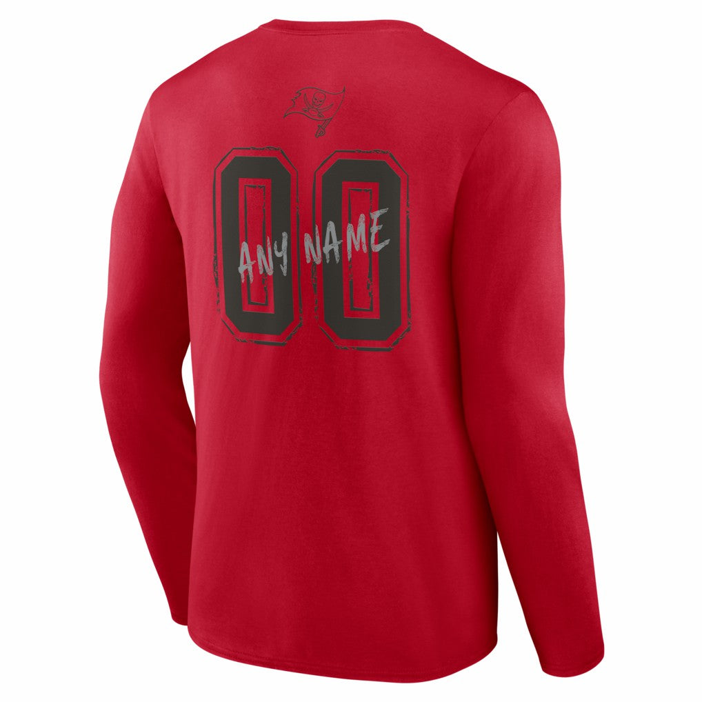 Tampa Bay Buccaneers Hustle Personalized Name & Number Long Sleeve T-Shirt - Red - NFL