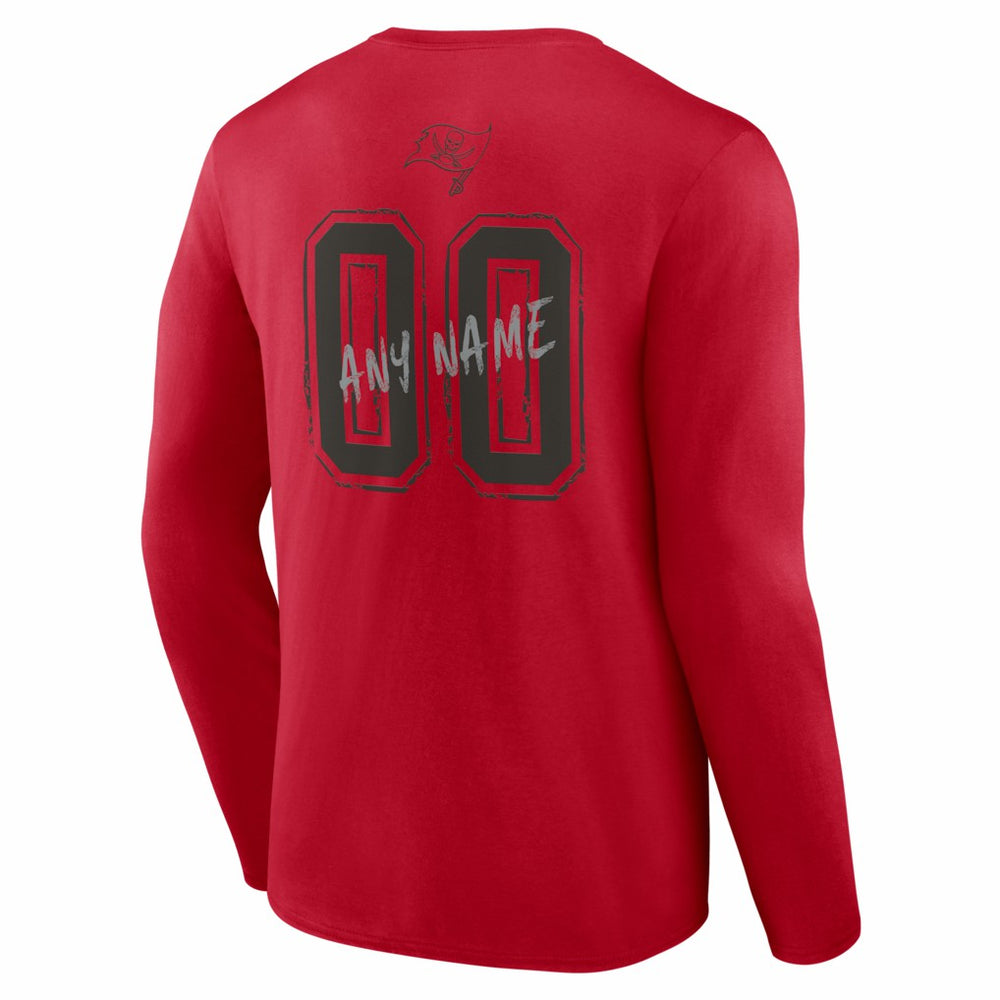 Tampa Bay Buccaneers Hustle Personalized Name & Number Long Sleeve T-Shirt - Red - NFL