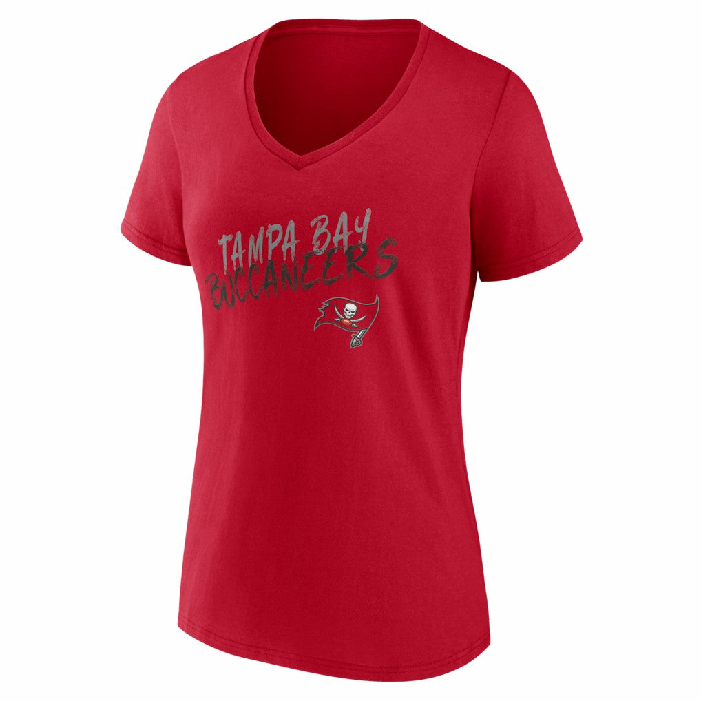 Tampa Bay Buccaneers Women's Hustle Personalized Name & Number V-Neck T-Shirt - Red - NFL
