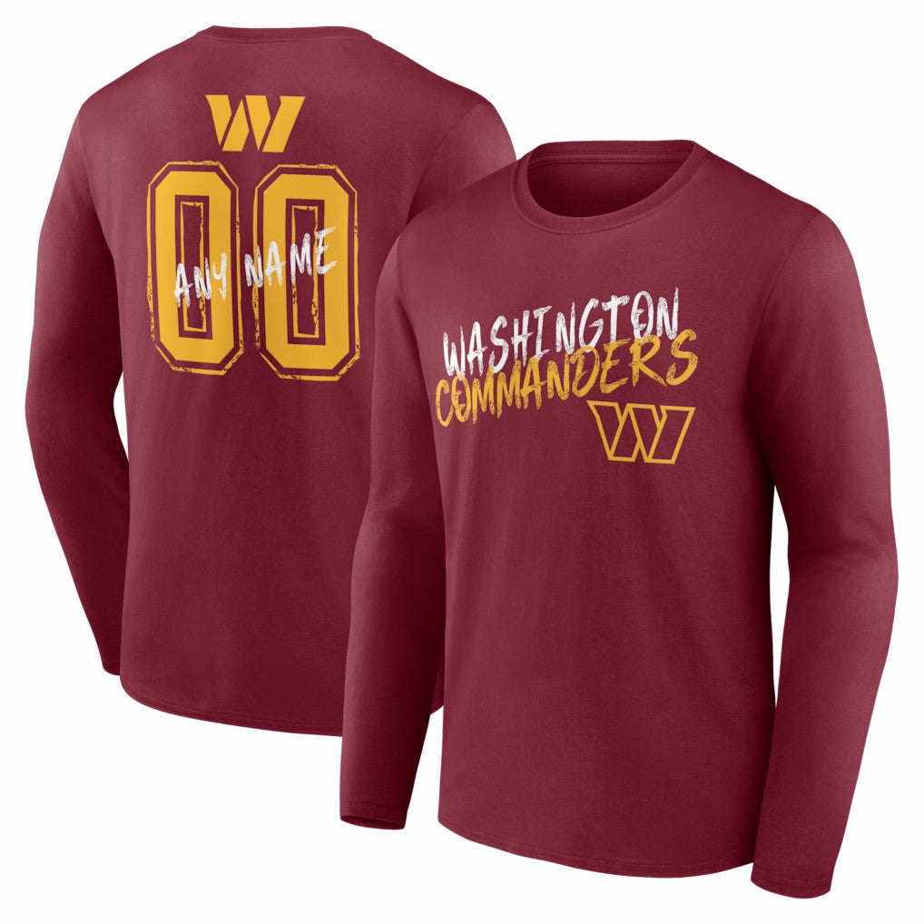 Washington Commanders Hustle Personalized Name & Number Long Sleeve T-Shirt - Burgundy - NFL