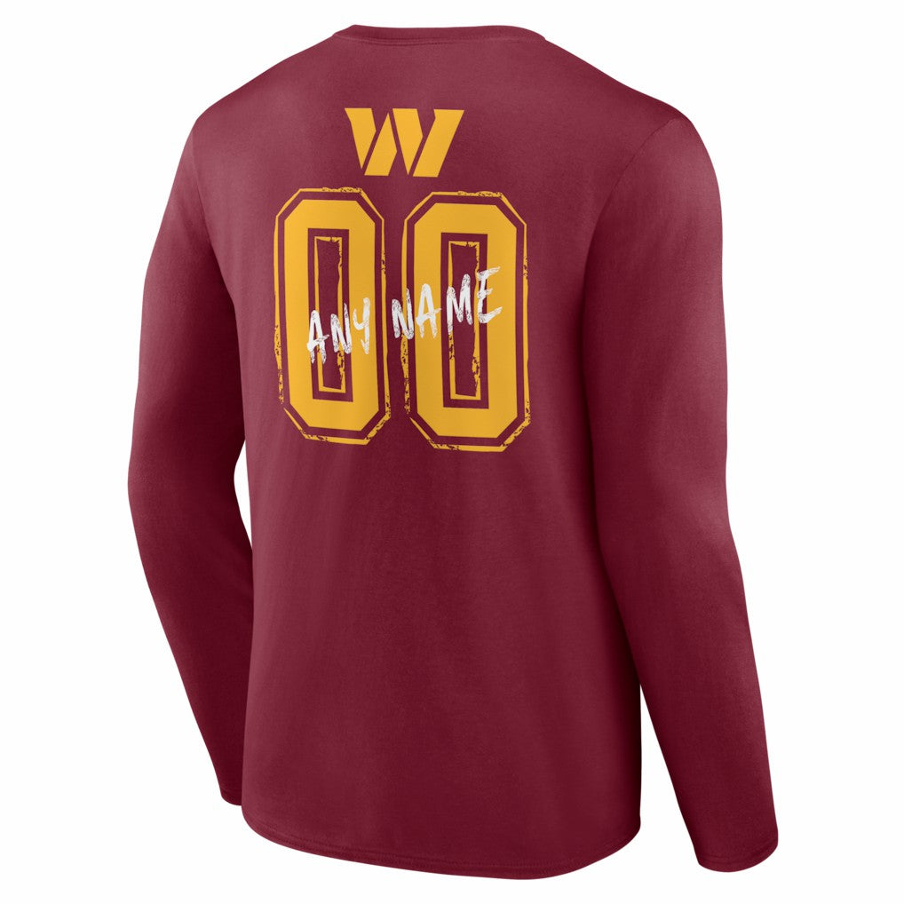 Washington Commanders Hustle Personalized Name & Number Long Sleeve T-Shirt - Burgundy - NFL