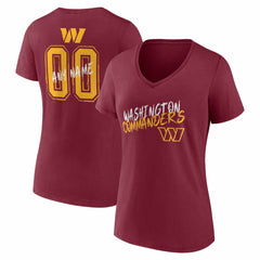 Washington Commanders Women's Hustle Personalized Name & Number V-Neck T-Shirt - Burgundy - NFL