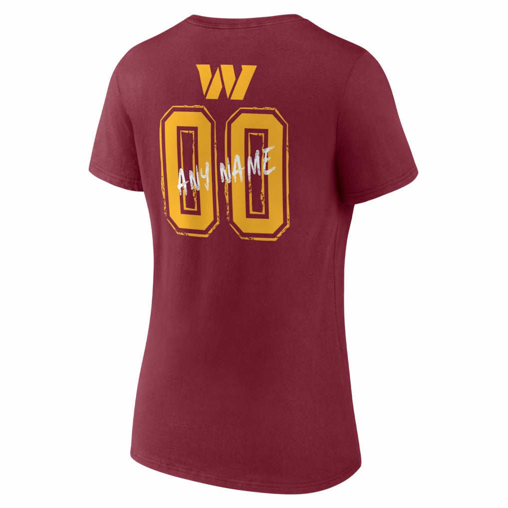 Washington Commanders Women's Hustle Personalized Name & Number V-Neck T-Shirt - Burgundy - NFL