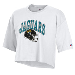 Jacksonville Jaguars Champion Women's Boyfriend Cropped T-Shirt - White - NFL