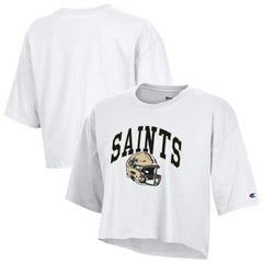 New Orleans Saints Champion Women's Boyfriend Cropped T-Shirt - White - NFL