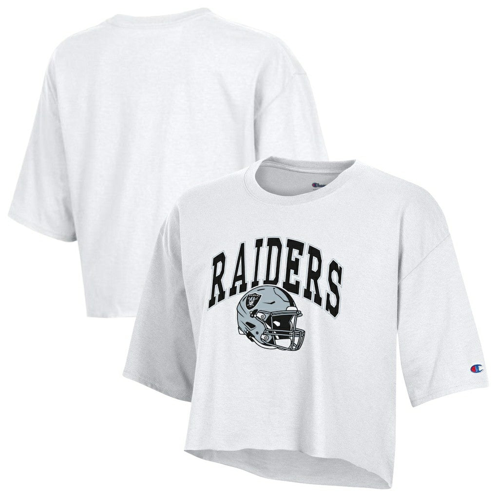 Las Vegas Raiders Champion Women's Boyfriend Cropped T-Shirt - White - NFL