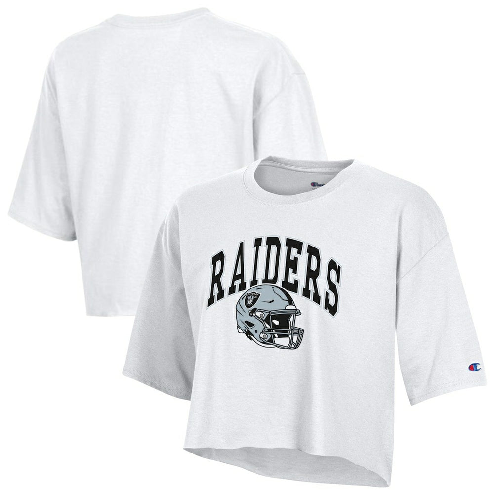 Las Vegas Raiders Champion Women's Boyfriend Cropped T-Shirt - White - NFL