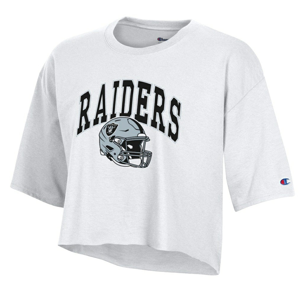 Las Vegas Raiders Champion Women's Boyfriend Cropped T-Shirt - White - NFL
