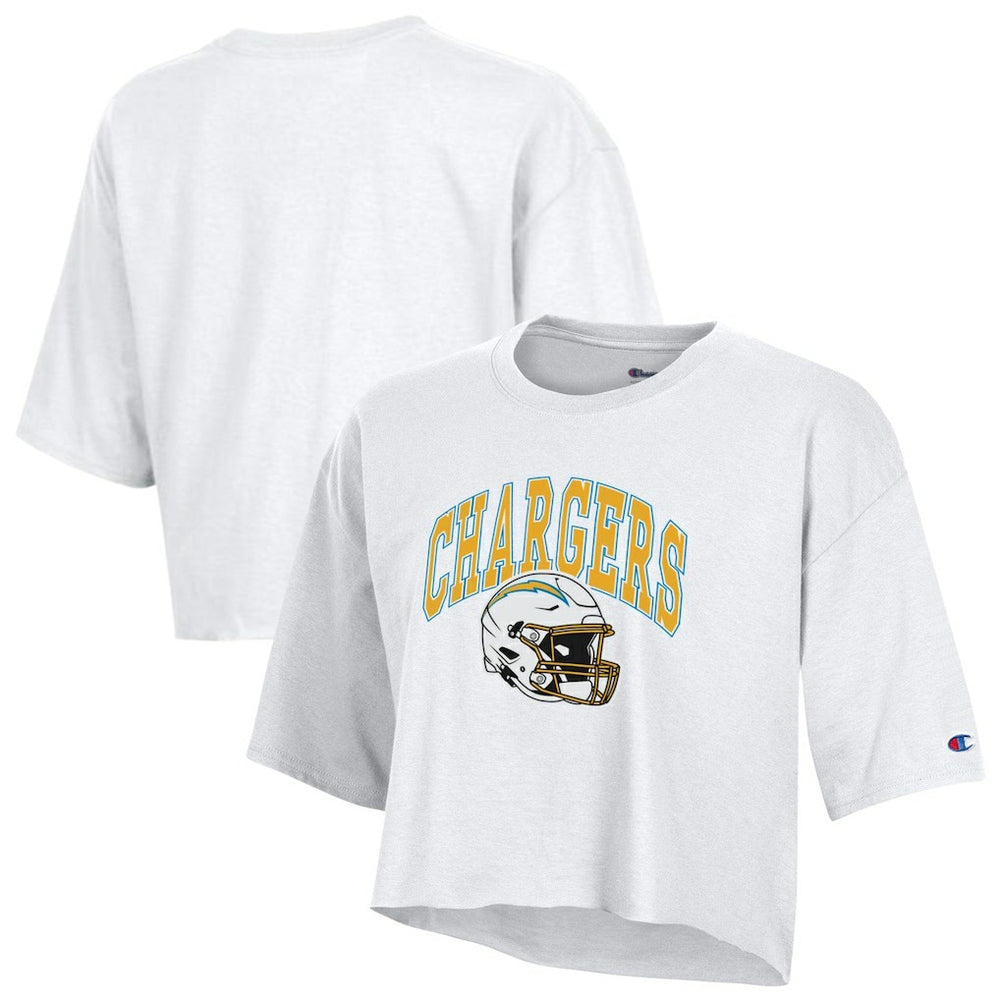 Los Angeles Chargers Champion Women's Boyfriend Cropped T-Shirt - White - NFL