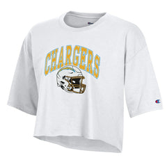 Los Angeles Chargers Champion Women's Boyfriend Cropped T-Shirt - White - NFL