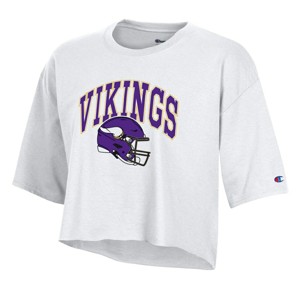 Minnesota Vikings Champion Women's Boyfriend Cropped T-Shirt - White - NFL
