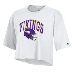 Minnesota Vikings Champion Women's Boyfriend Cropped T-Shirt - White - NFL