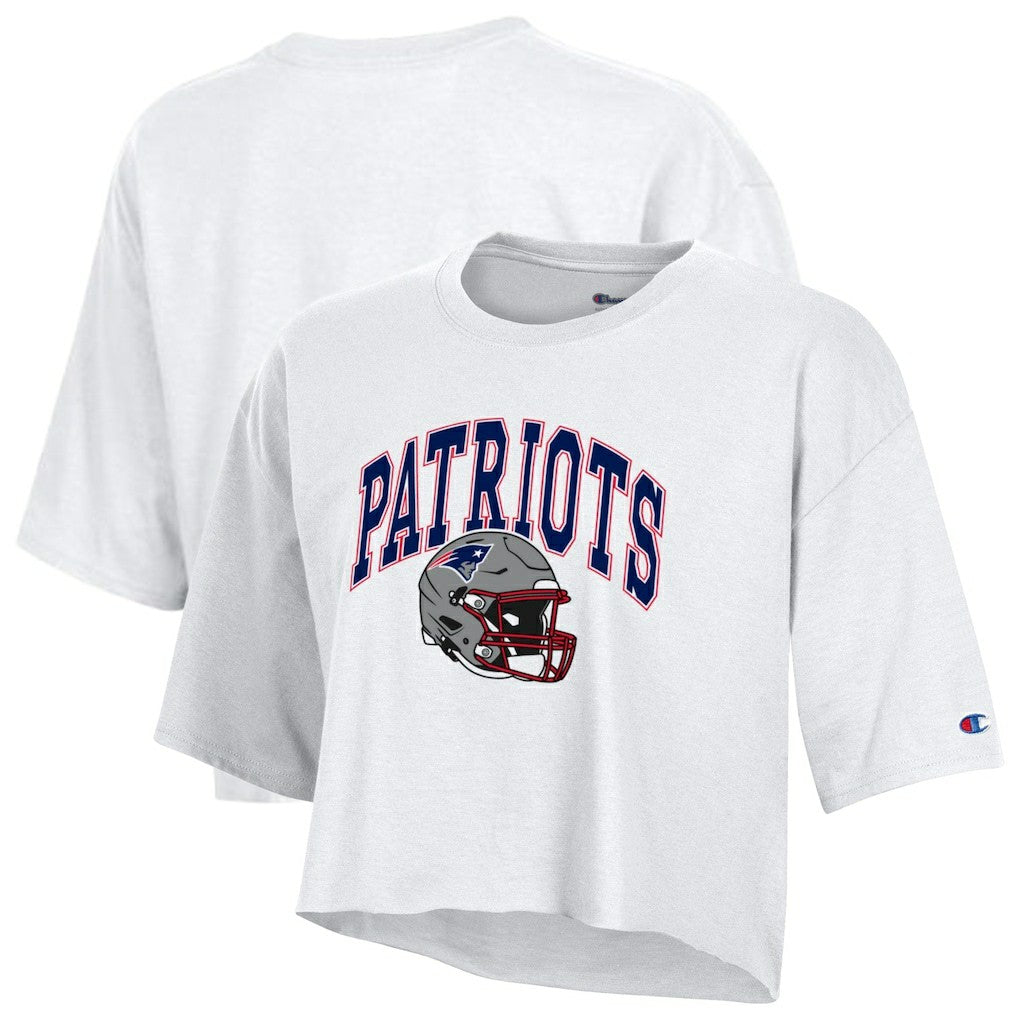 New England Patriots Champion Women's Boyfriend Cropped T-Shirt - White - NFL